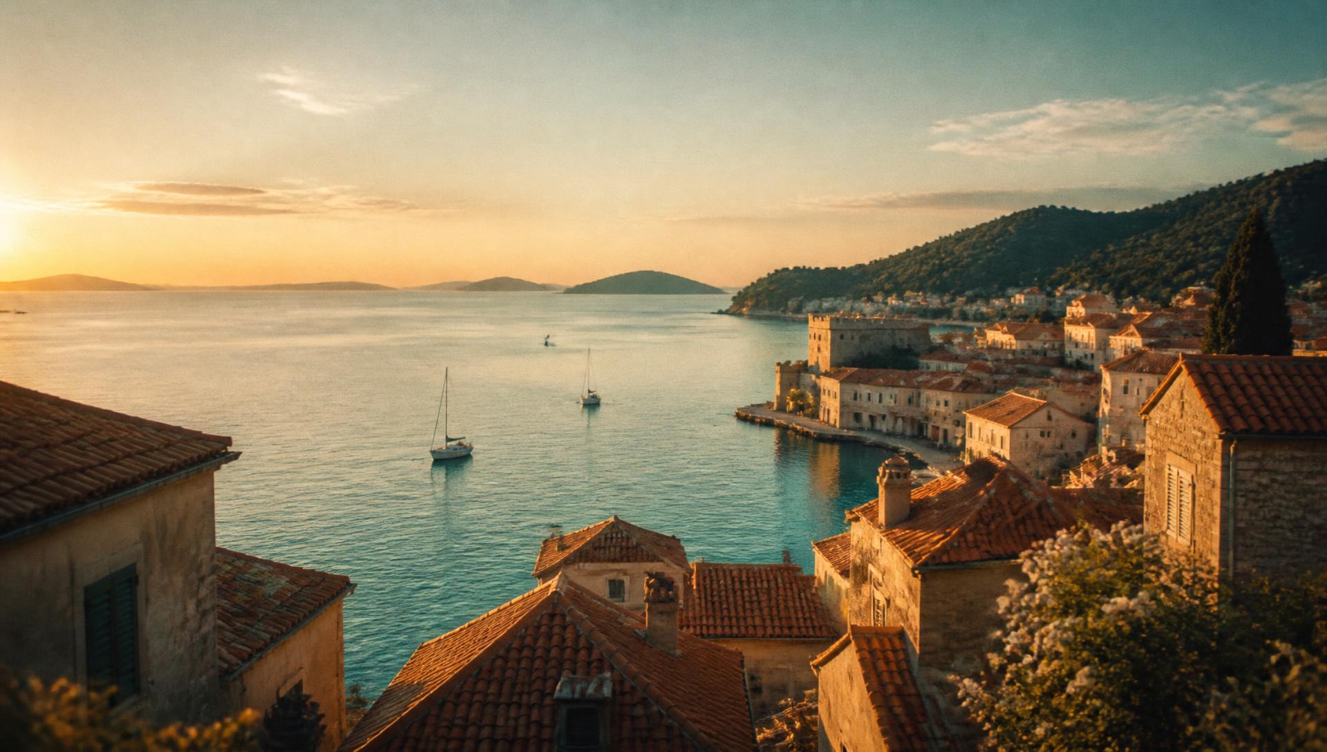 Coastal village at golden hour